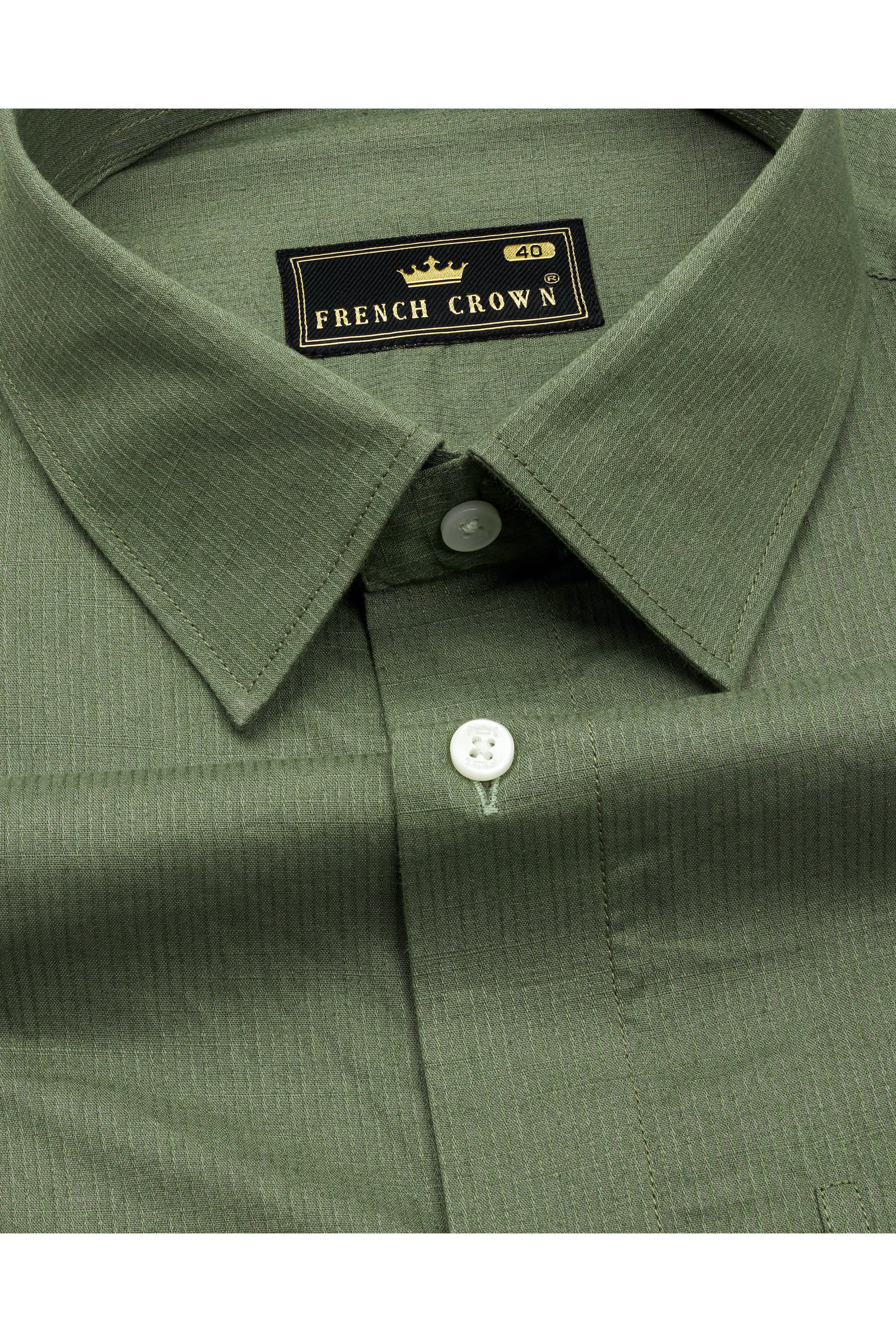 Cactus Green Dobby Textured Premium Giza Cotton Shirt sold by French Crown