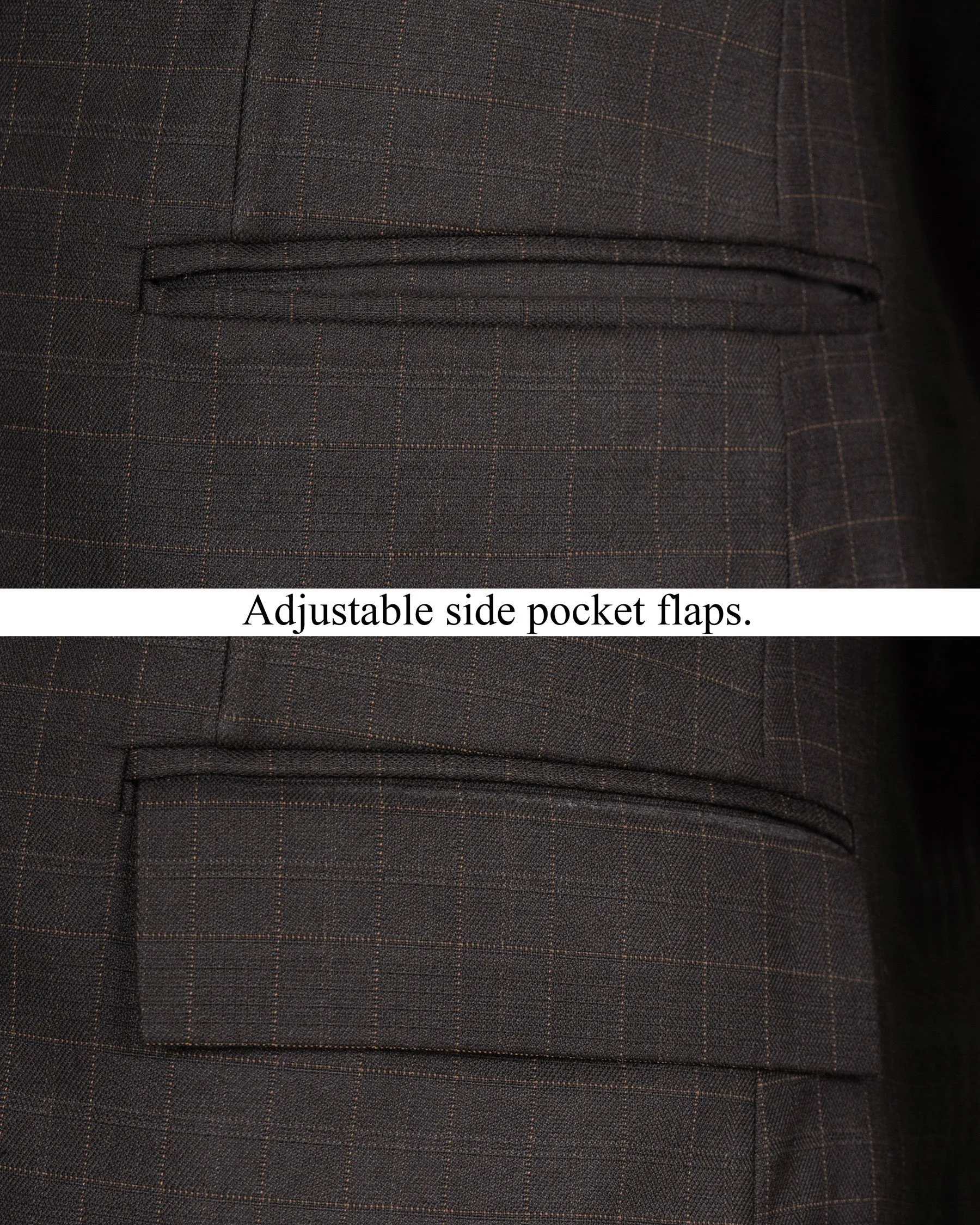 Brown Plaid Wool Rich Blazer sold by French Crown product image thumbnail 5