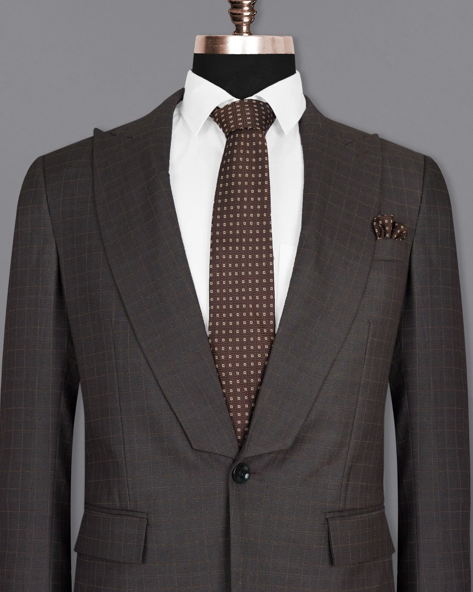 Brown Plaid Wool Rich Blazer sold by French Crown product image thumbnail 2