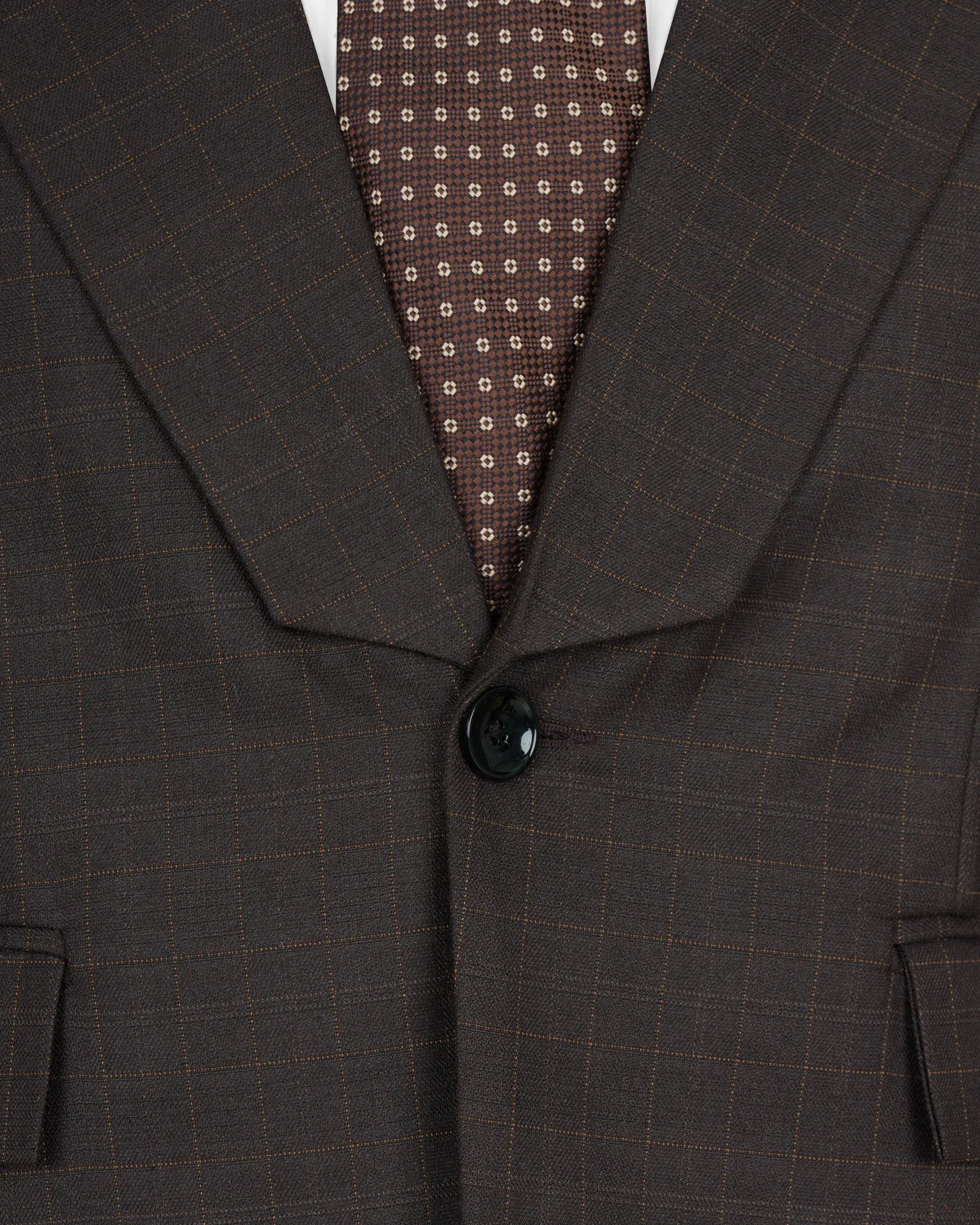 Brown Plaid Wool Rich Blazer sold by French Crown product image thumbnail 4