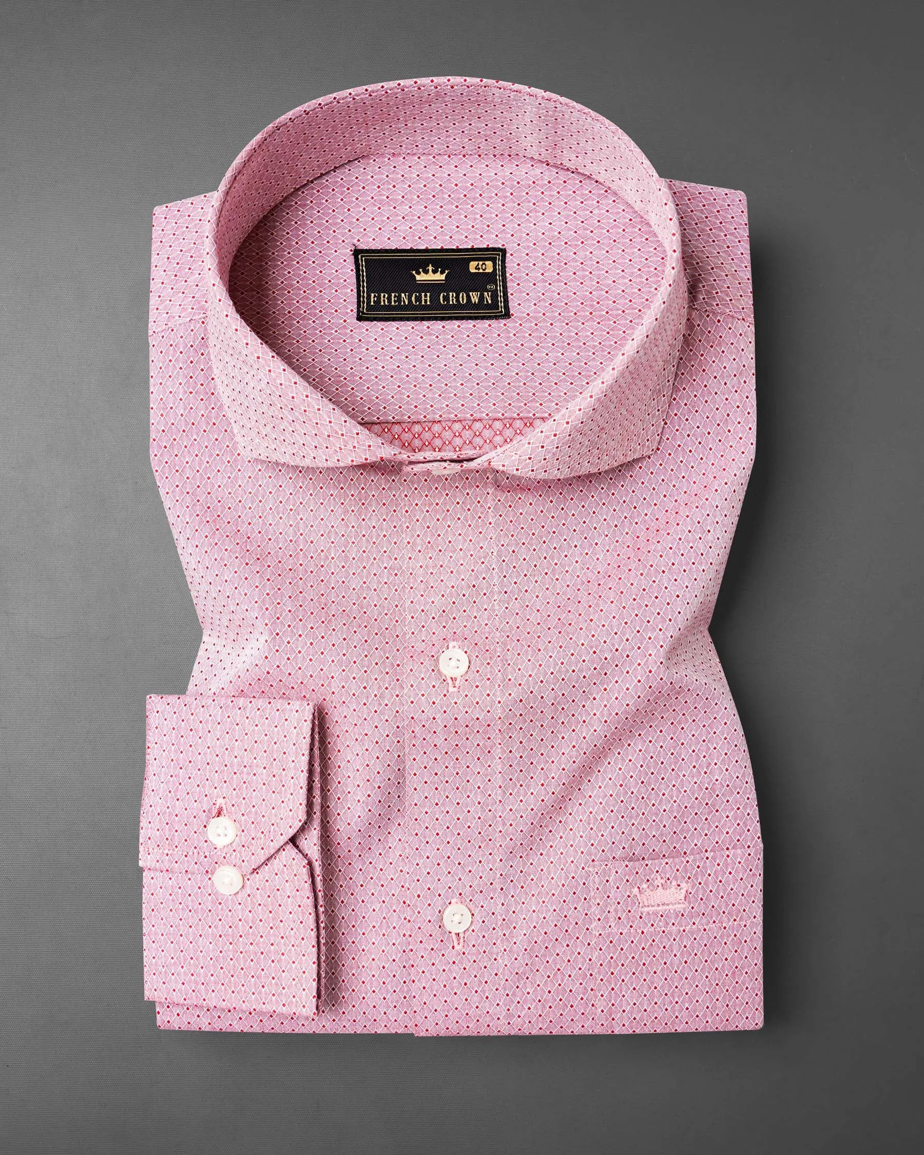 Blossom Red Dobby Textured Premium Giza Cotton Shirt sold by French Crown product image thumbnail 3