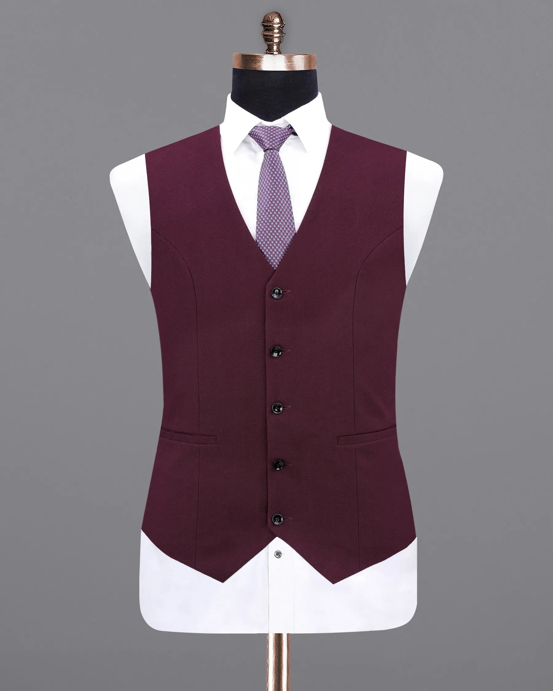 Wine Berry Wool Rich Waistcoat sold by French Crown product image thumbnail 3