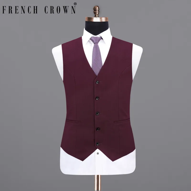 Wine Berry Wool Rich Waistcoat sold by French Crown