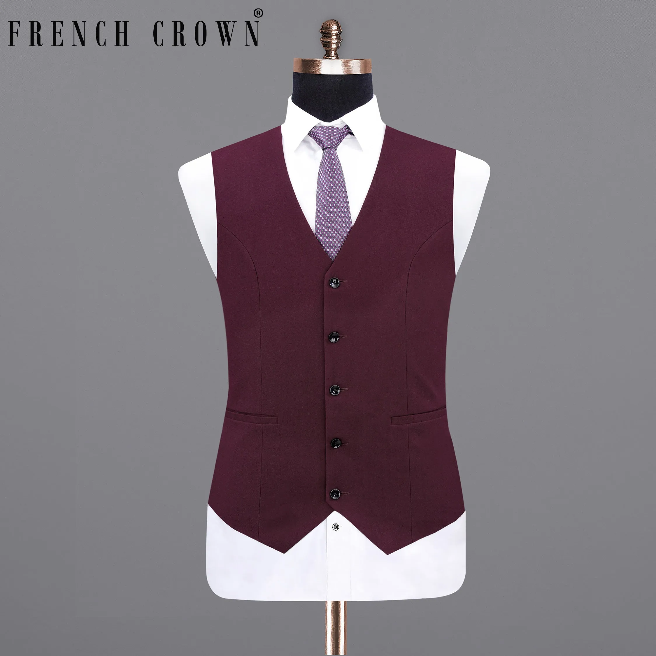 Wine Berry Wool Rich Waistcoat sold by French Crown
