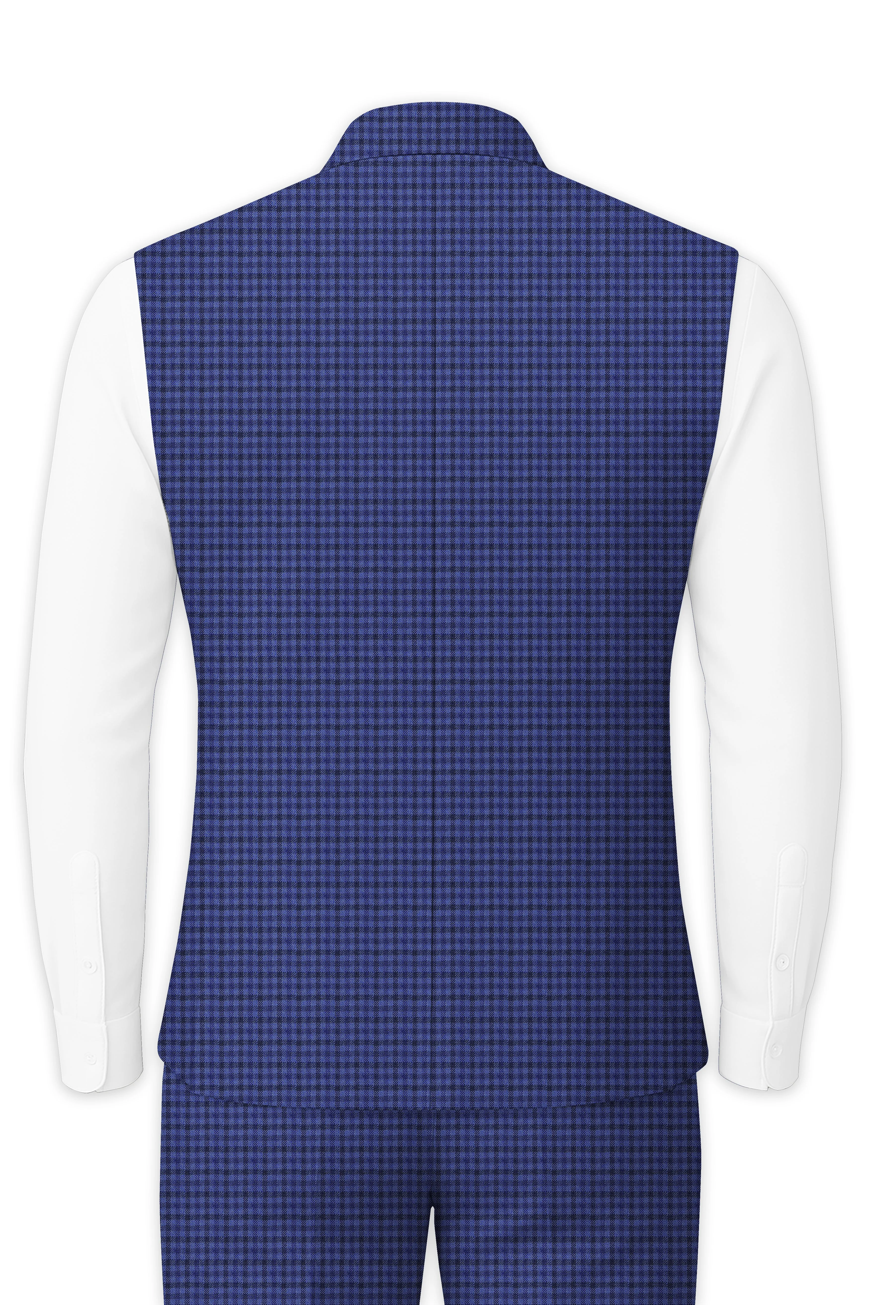 Victoria Blue Gingham Checkered Nehru Jacket sold by French Crown product image thumbnail 4
