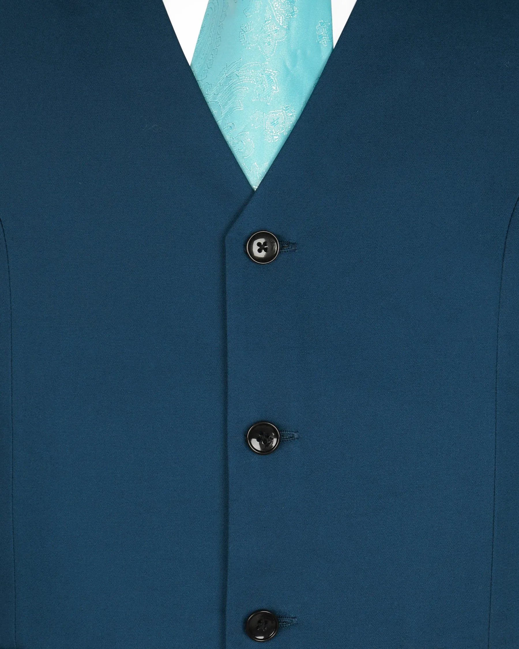 Sapphire Blue Premium Wool Rich Waistcoat sold by French Crown product image thumbnail 5