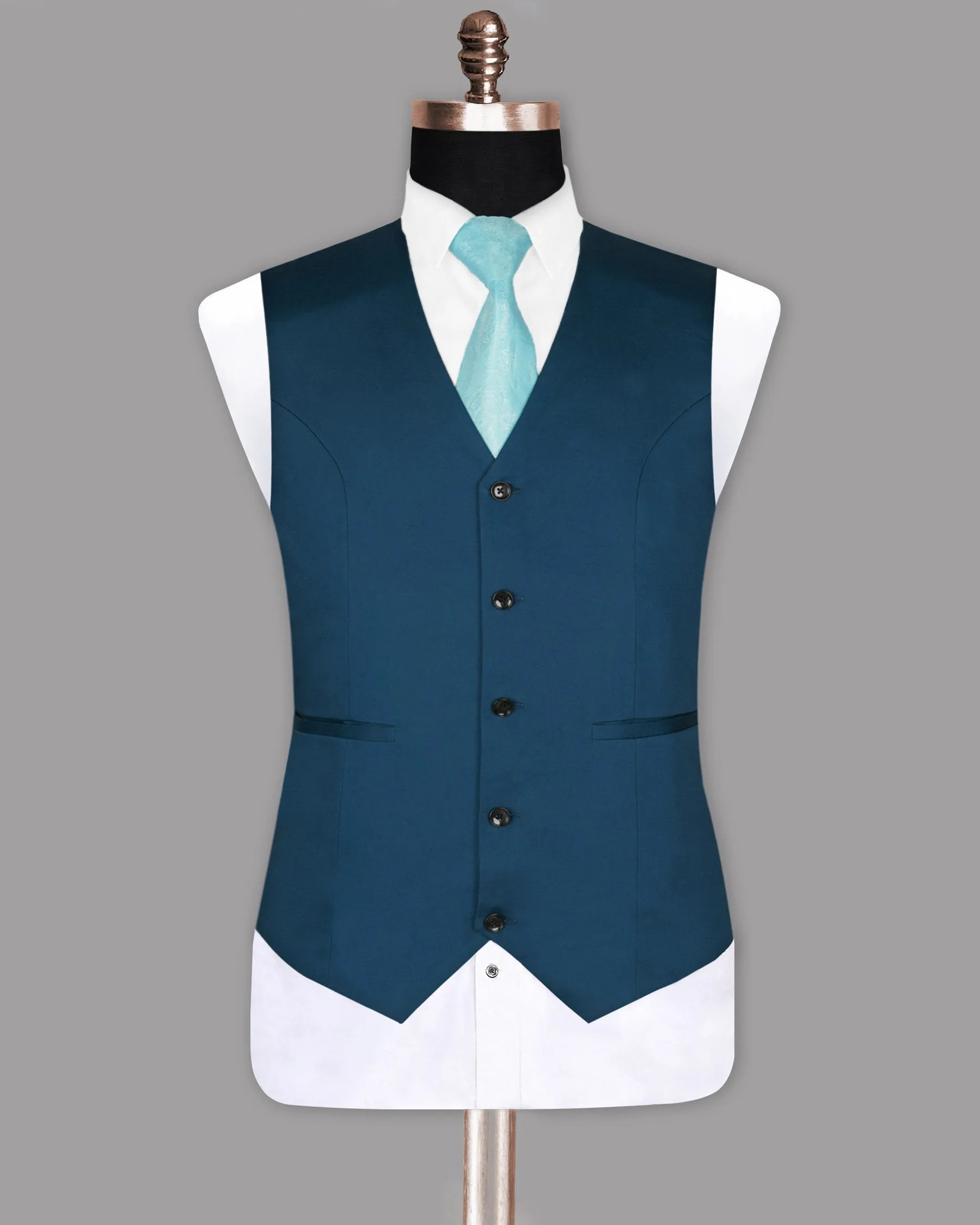 Sapphire Blue Premium Wool Rich Waistcoat sold by French Crown product image thumbnail 2