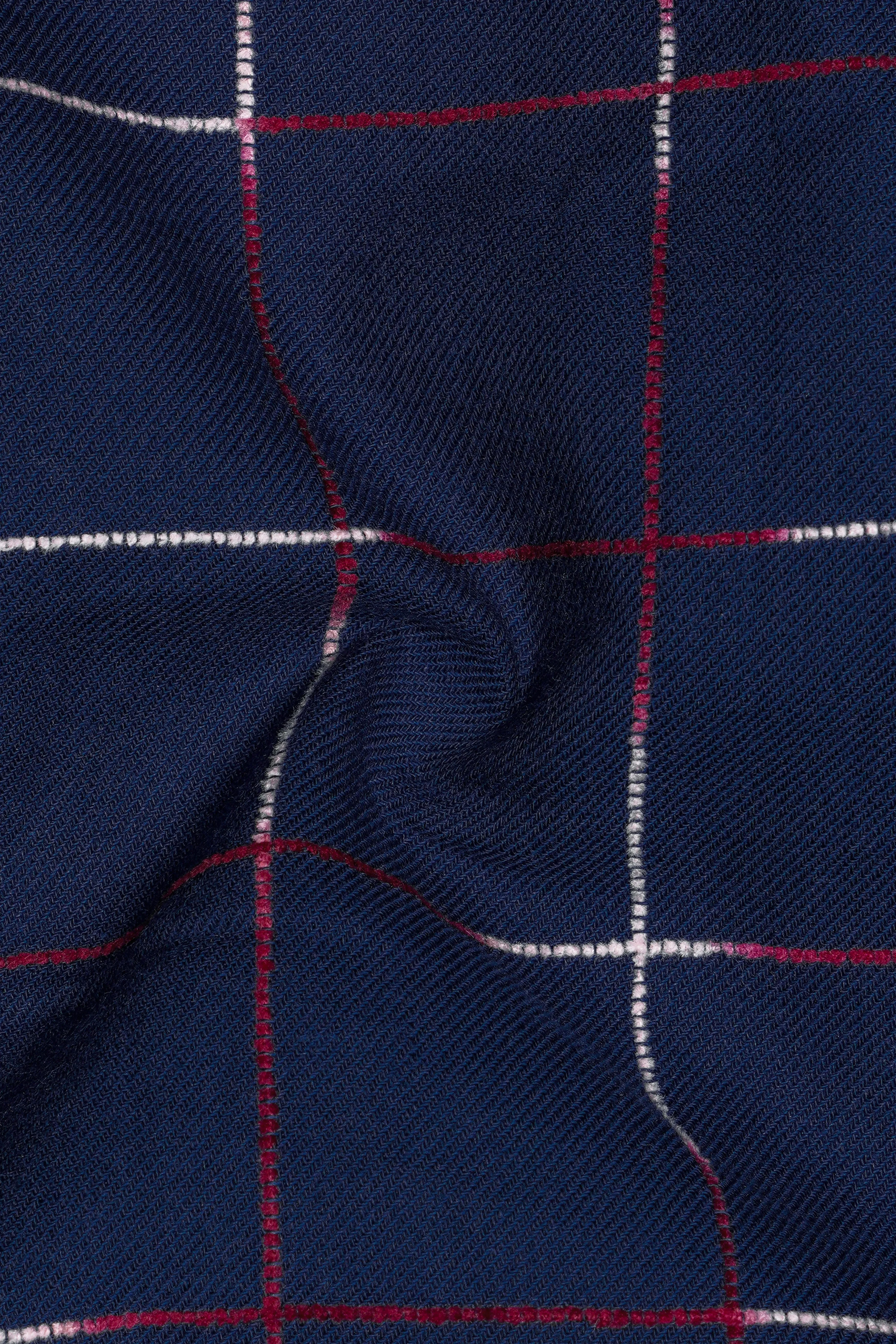 Bunting Blue Windowpane Dobby Textured Premium Giza Cotton Shirt sold by French Crown product image thumbnail 3