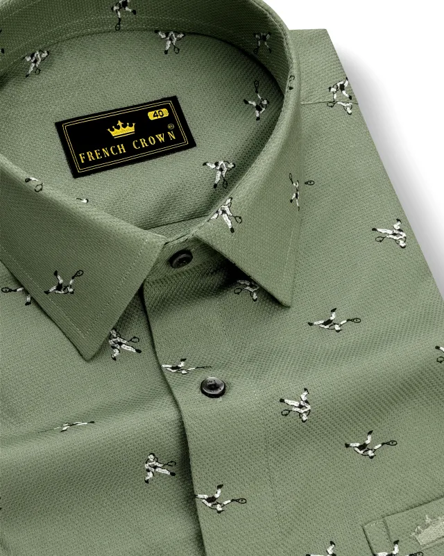 Sage Green Dobby Textured Premium Giza Cotton Shirt sold by French Crown