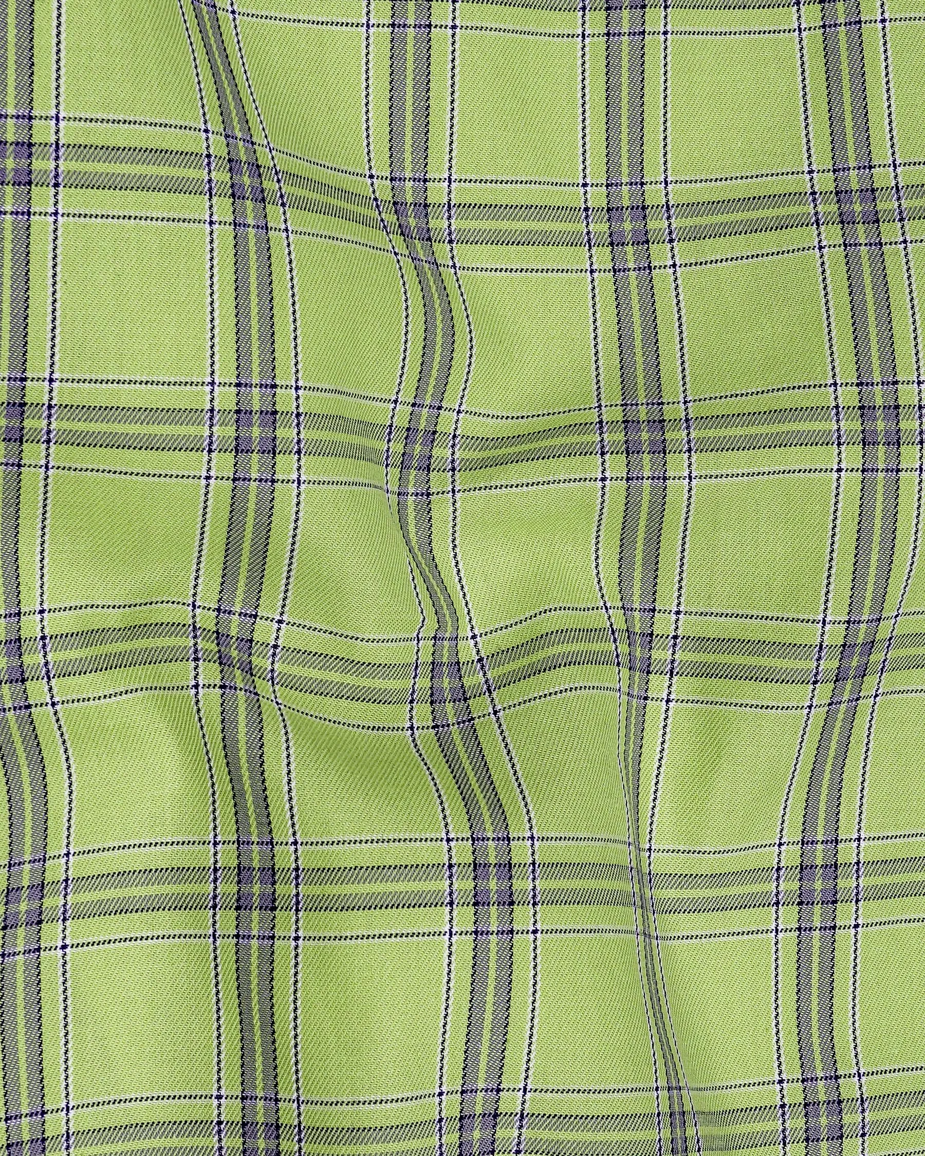 Pine Glade Green With Gray Twill Windowpane Premium Cotton Shirt sold by French Crown product image thumbnail 2