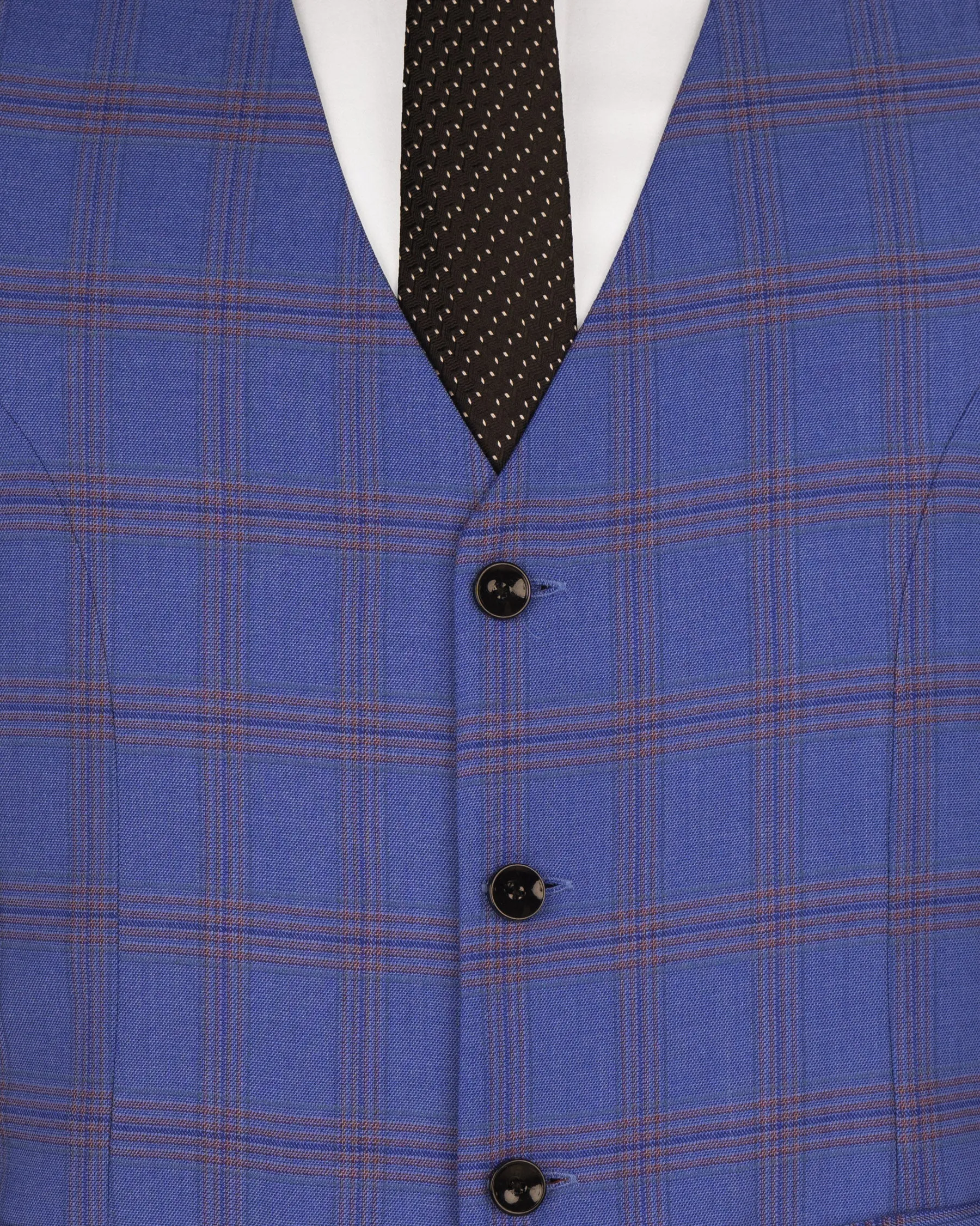 East Bay Blue Super fine Windowpane Wool Rich Waistcoat sold by French Crown product image thumbnail 5
