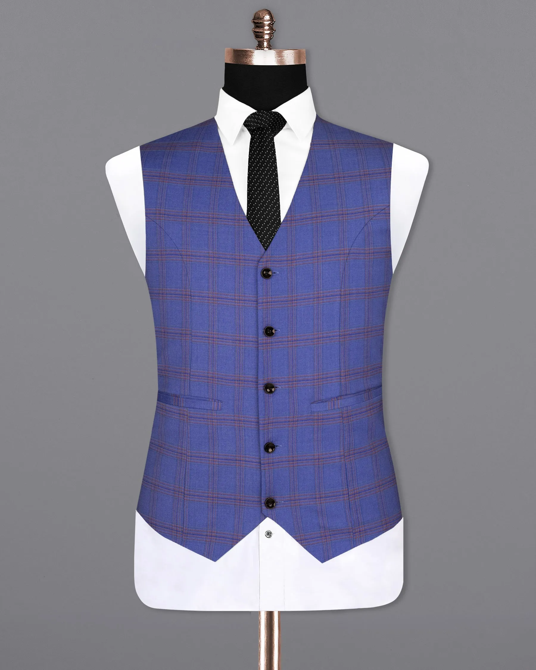 East Bay Blue Super fine Windowpane Wool Rich Waistcoat sold by French Crown product image thumbnail 2