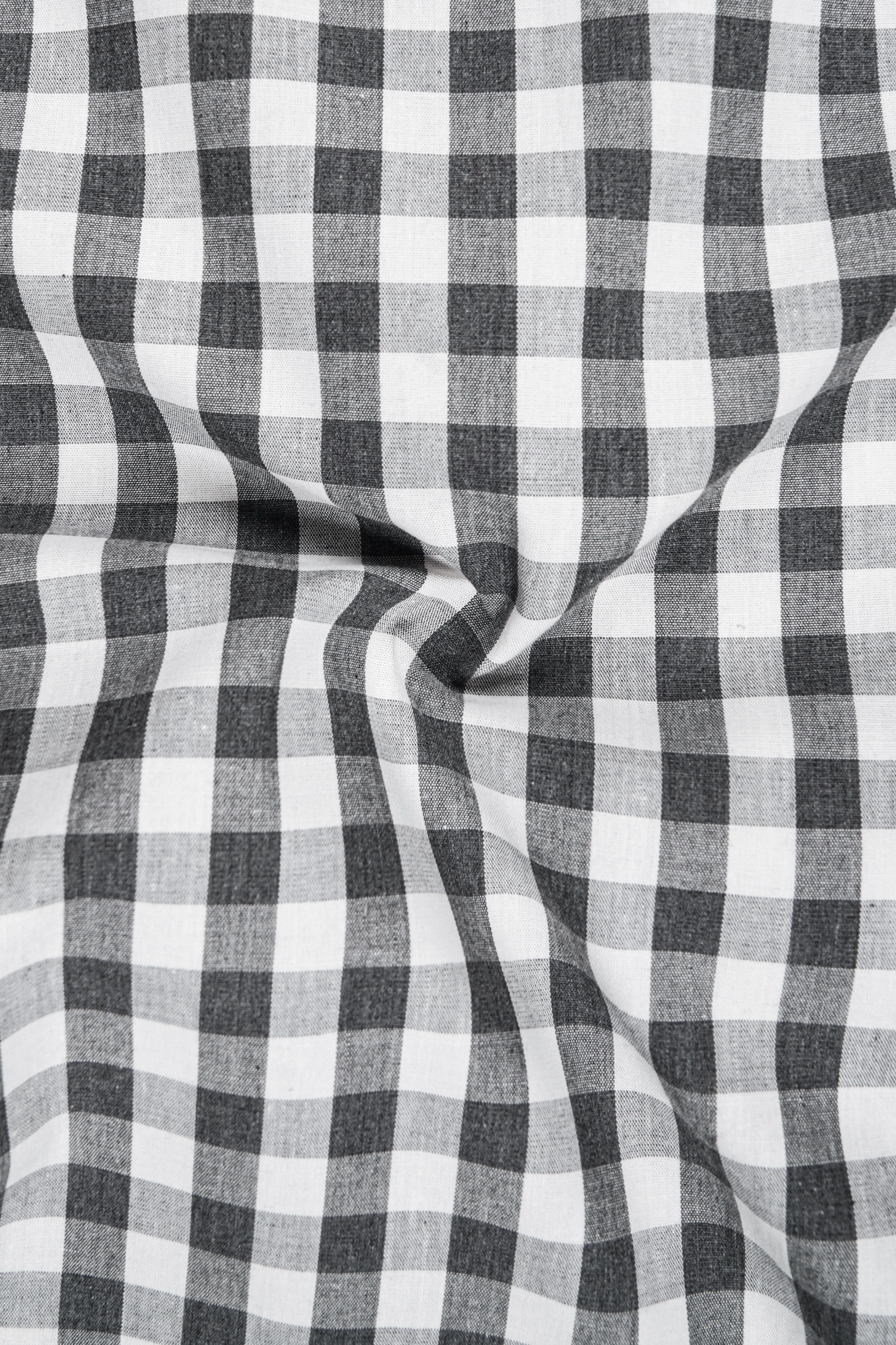 Bright White and Iridium Black Checkered Premium Cotton Shirt sold by French Crown product image thumbnail 3