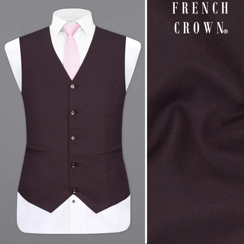 Aubergine Maroon Textured Waistcoat sold by French Crown