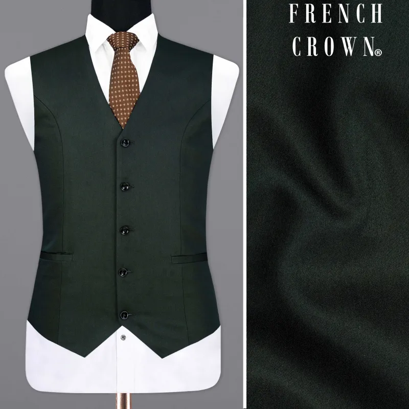 Zeus Dark Green Textured Waistcoat sold by French Crown