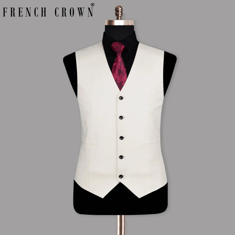 Pearl White Luxurious Linen Waistcoat sold by French Crown