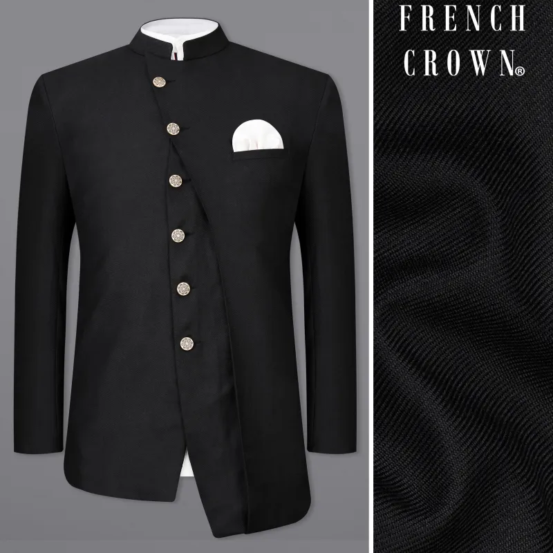 Jade Black Bandhgala Designer Blazer sold by French Crown