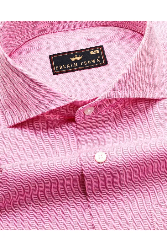 Carissma Pink Herringbone Premium Cotton Shirt sold by French Crown