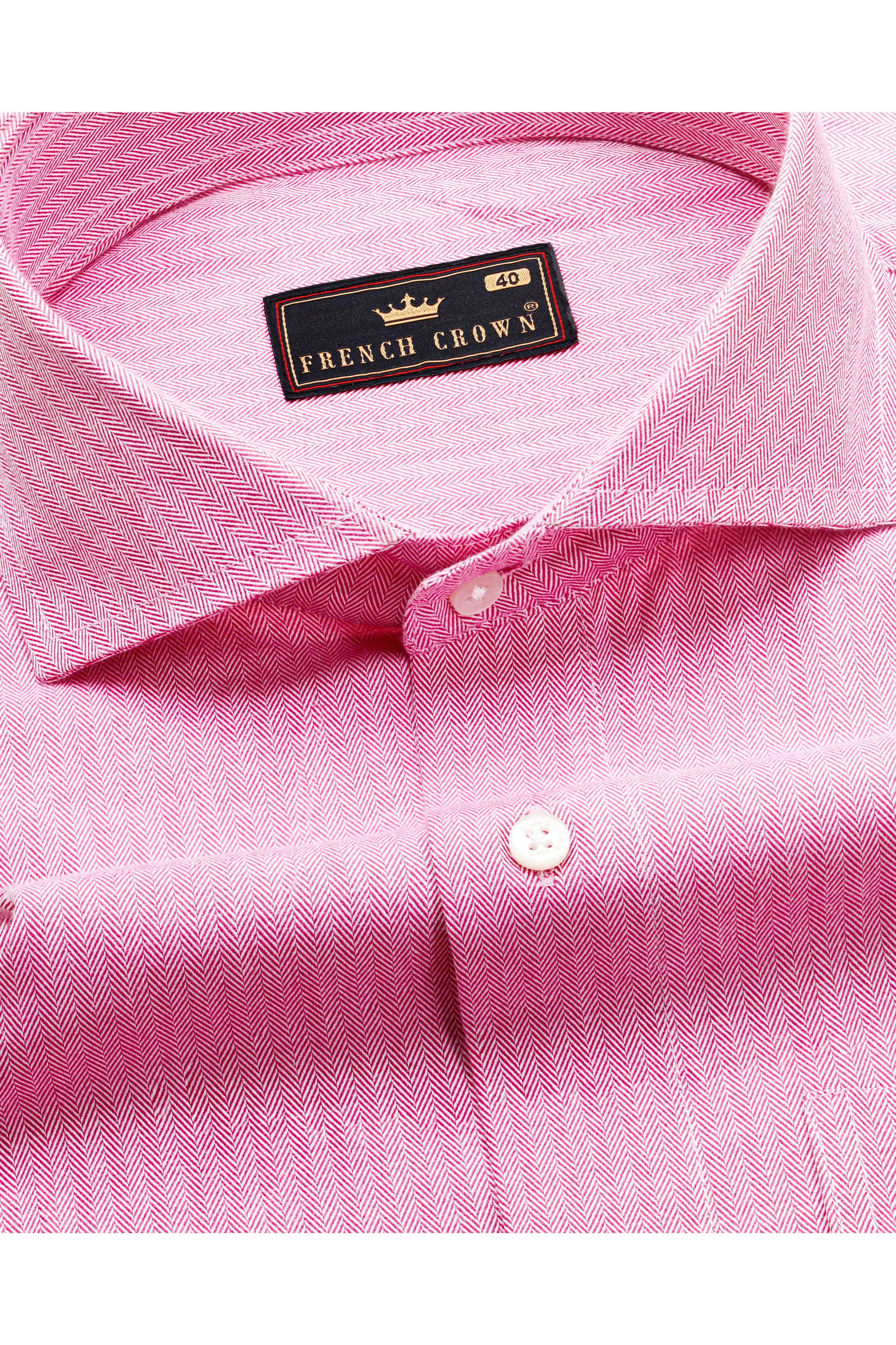 Carissma Pink Herringbone Premium Cotton Shirt sold by French Crown