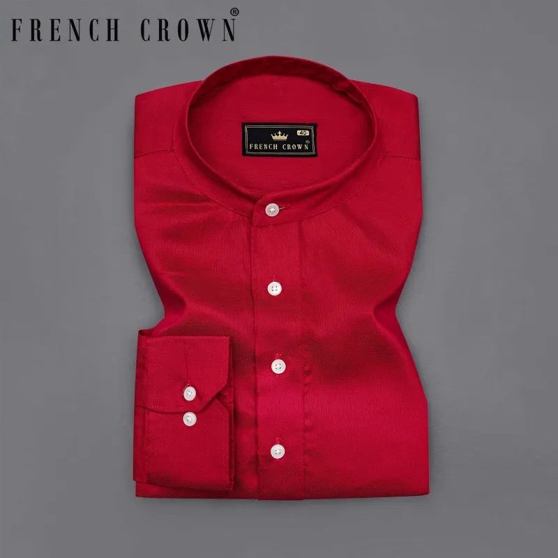 Shiraz Red Dobby Premium Giza Cotton Kurta Shirt sold by French Crown