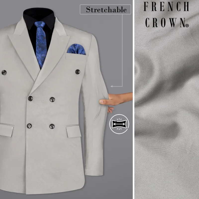 Martini Gray Stretchable Double Breasted Premium Cotton traveler Blazer sold by French Crown