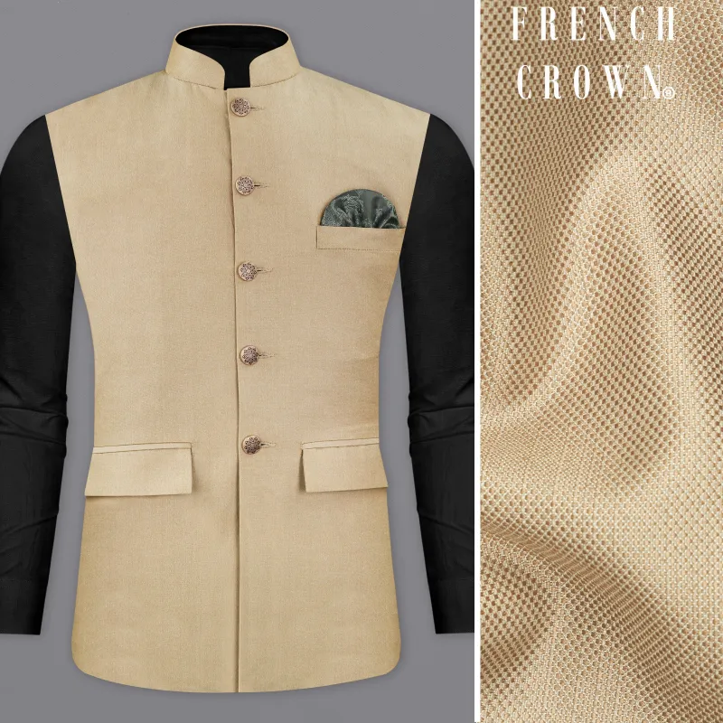 Heathered Light Brown Nehru Jacket sold by French Crown