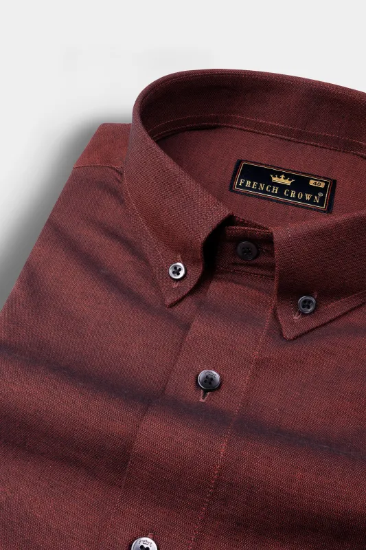 Cocoa Bean Brown Chambray Textured Premium Cotton Shirt sold by French Crown