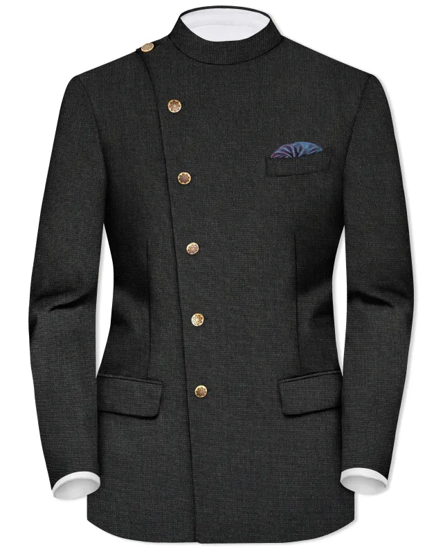 Piano Gray Cross Placket Bandhgala Blazer sold by French Crown