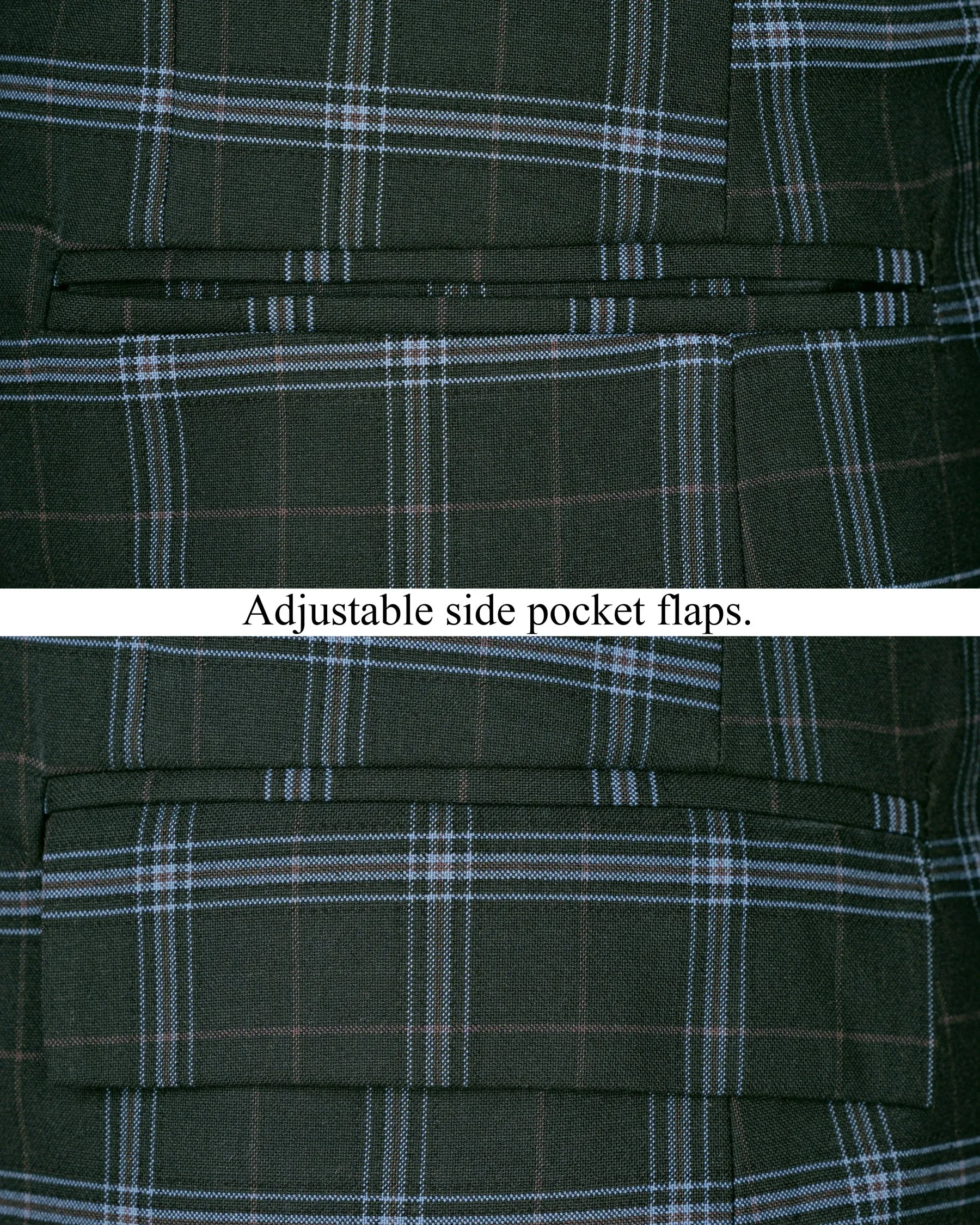 Log Cabin Green Super fine Windowpane Wool Rich Double Breasted Blazer sold by French Crown product image thumbnail 5