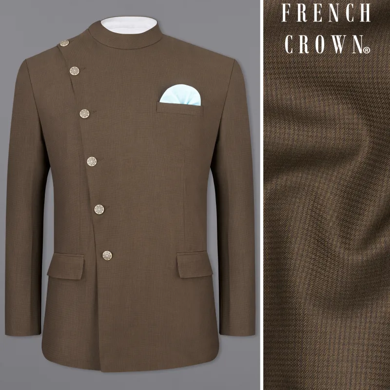 Judge Brown Cross Placket Bandhgala Blazer sold by French Crown