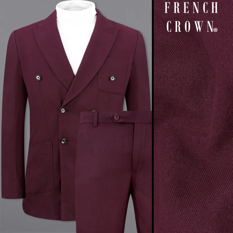 Wine Berry Wool Rich Double Breasted Sports Suit sold by French Crown