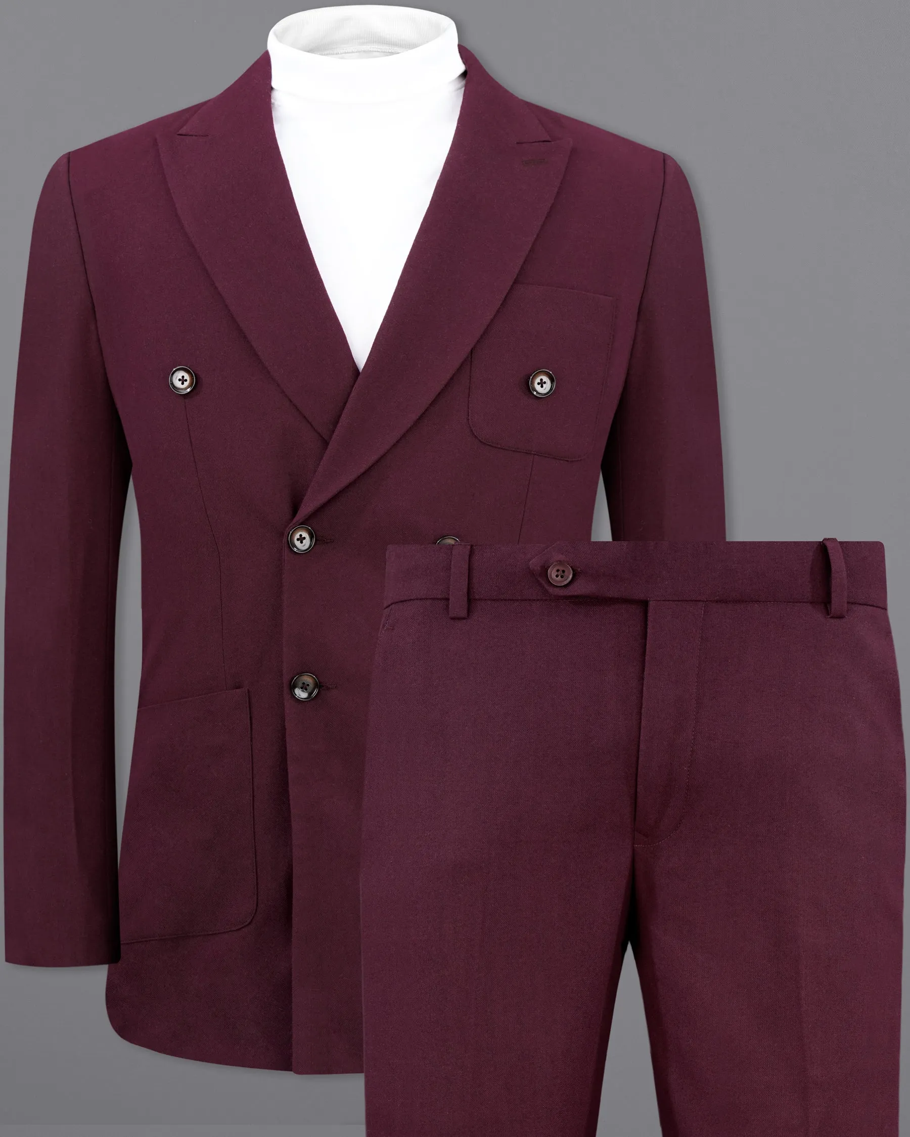 Wine Berry Wool Rich Double Breasted Sports Suit sold by French Crown product image thumbnail 2