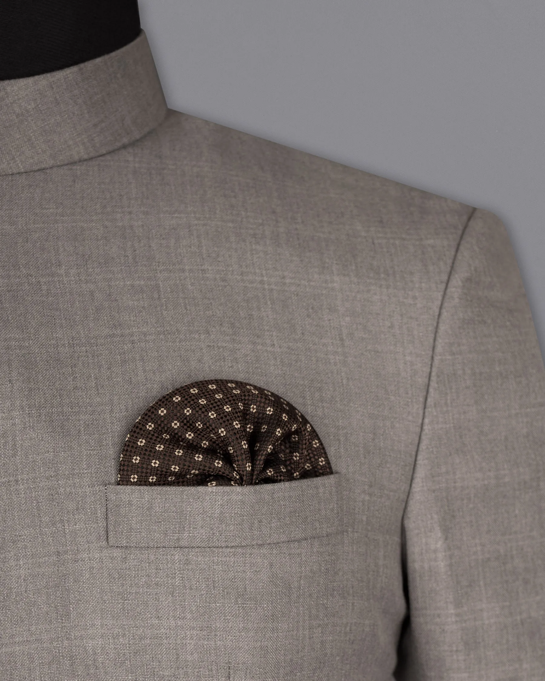Venus Gray Subtle Plaid Cross Placket Wool Rich Bandhgala Blazer sold by French Crown product image thumbnail 5