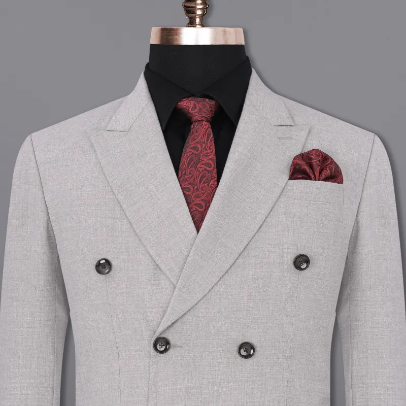 Pearl Slate Gray Double Breasted Blazer sold by French Crown