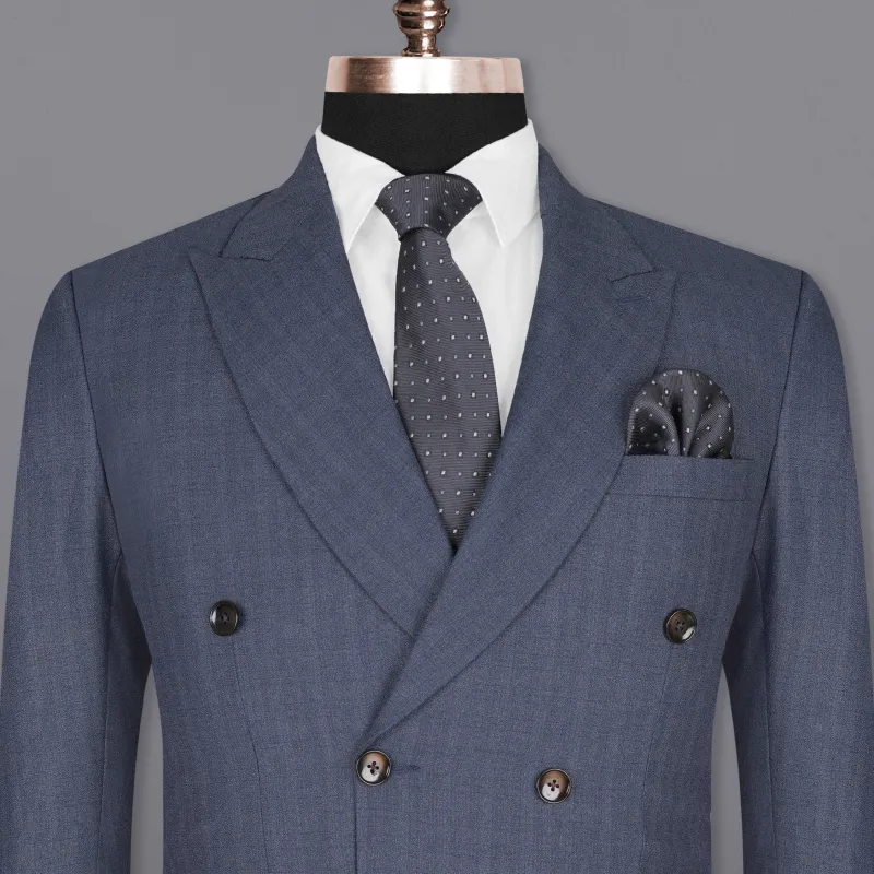 Limed Spruce Blue Double Breasted Blazer sold by French Crown