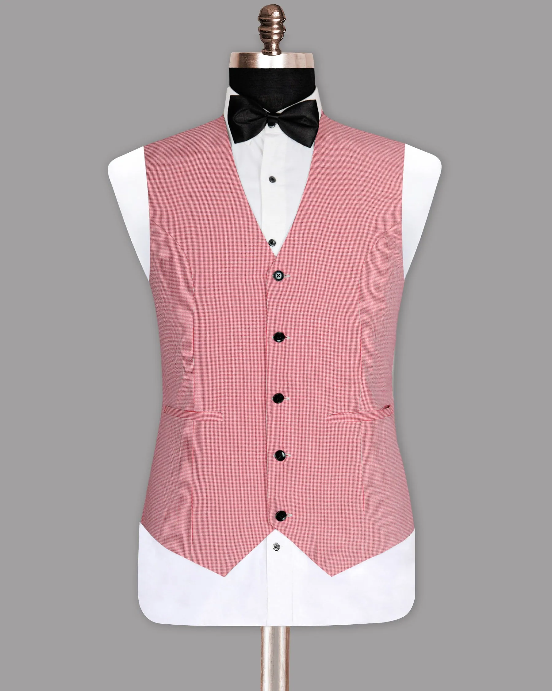 Light Red micro Houndstooth Waistcoat sold by French Crown product image thumbnail 2