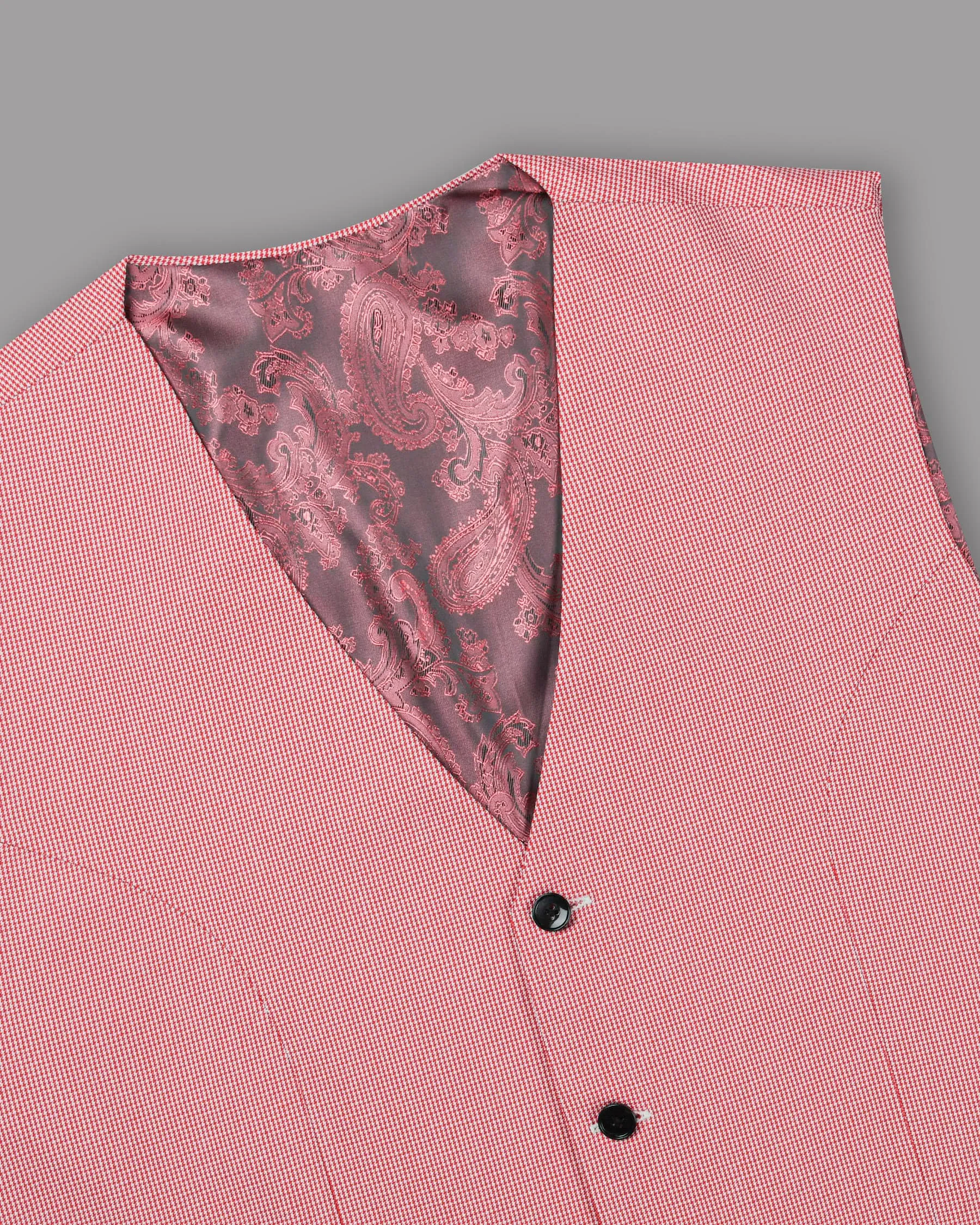 Light Red micro Houndstooth Waistcoat sold by French Crown product image thumbnail 4