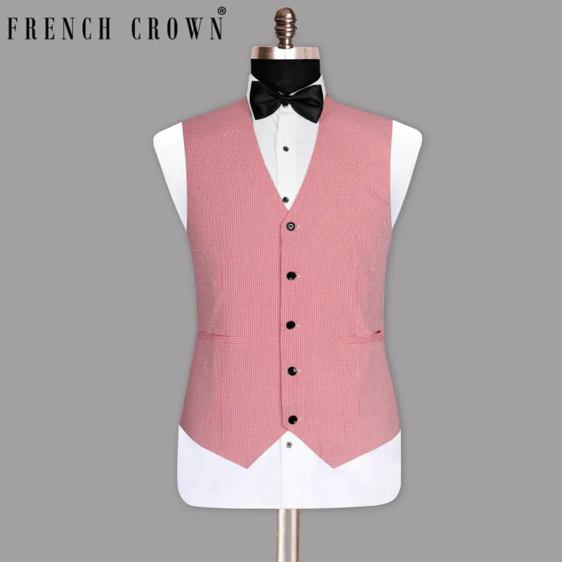 Light Red micro Houndstooth Waistcoat made by French Crown