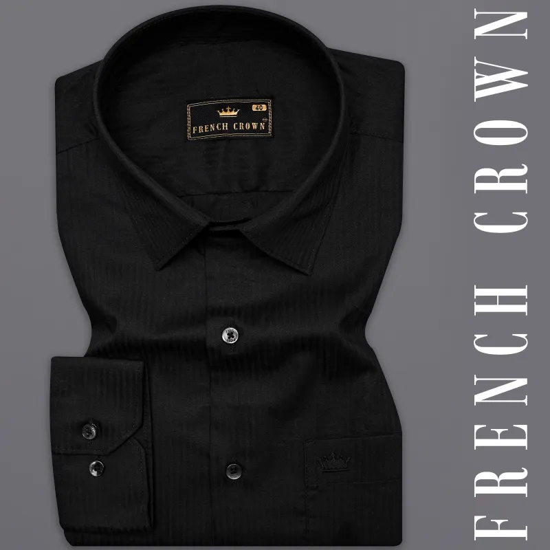 Jade Black Twill Premium Cotton Shirt sold by French Crown