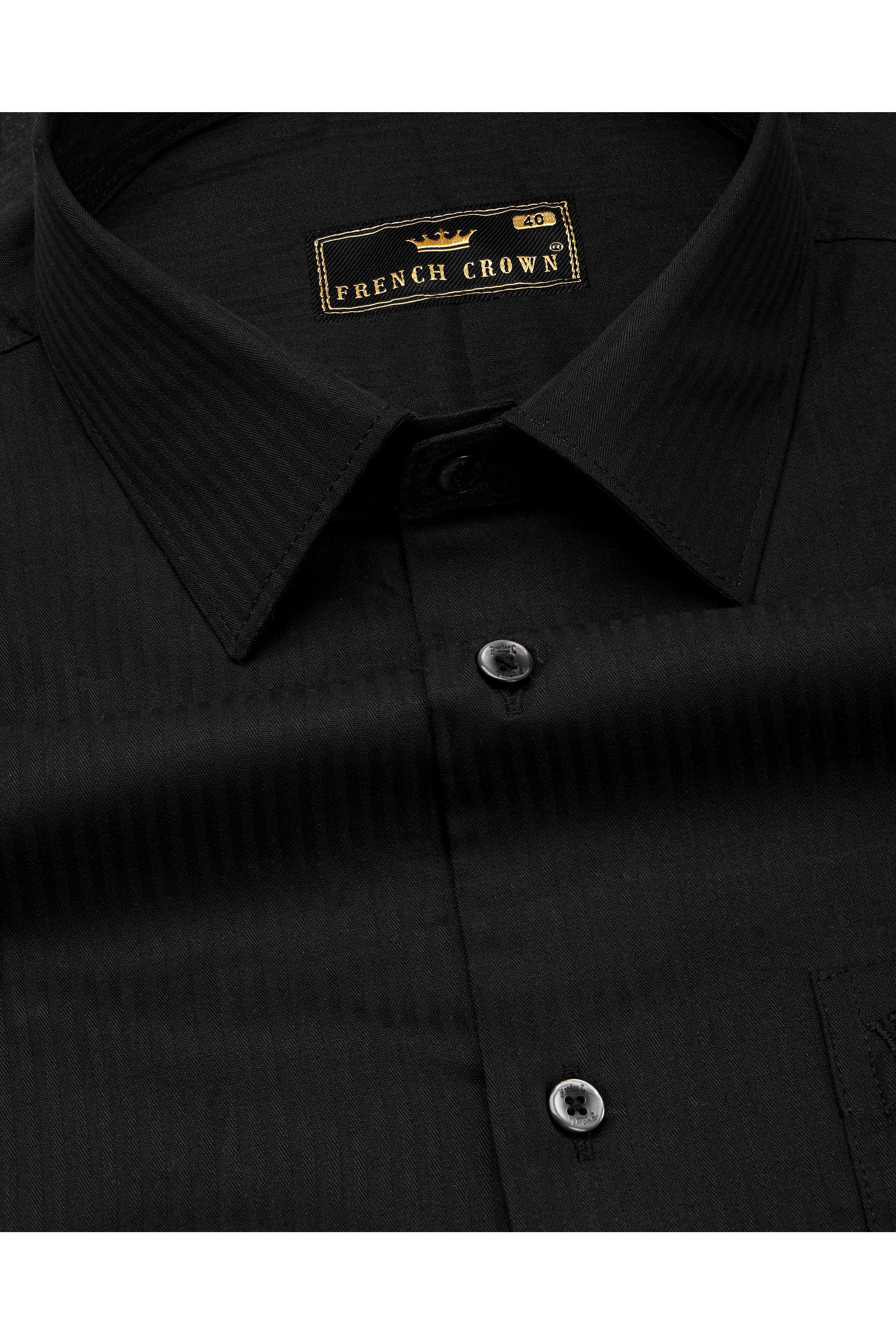 Jade Black Twill Premium Cotton Shirt sold by French Crown product image thumbnail 4