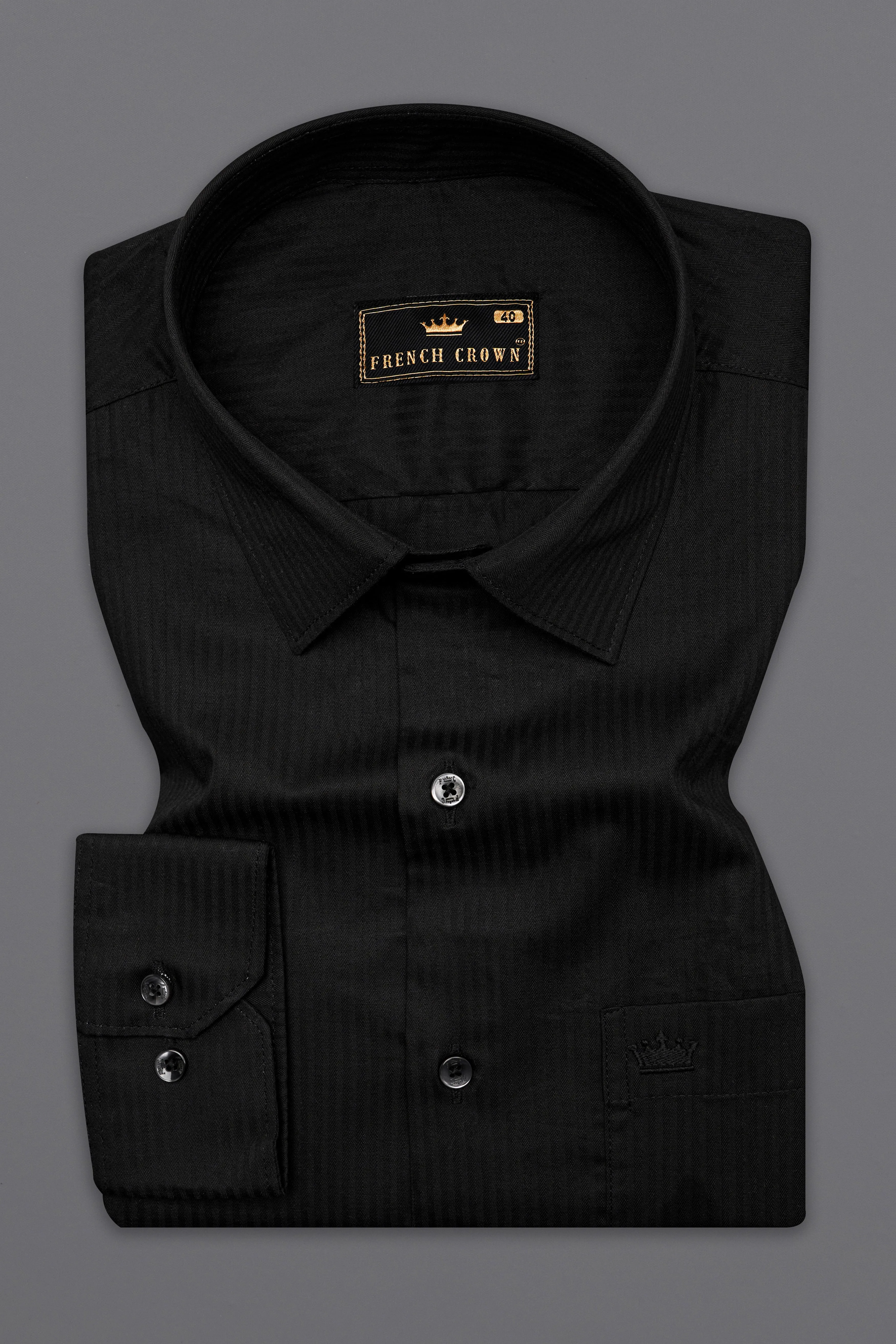 Jade Black Twill Premium Cotton Shirt sold by French Crown product image thumbnail 2