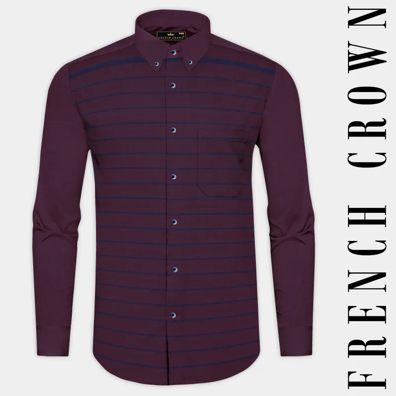 Wine Berry Striped Royal Oxford Shirt sold by French Crown