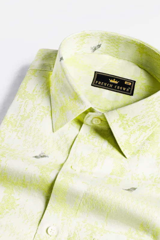 Wattle Mint faded feather Jacquard Textured Premium Giza Cotton Shirt sold by French Crown