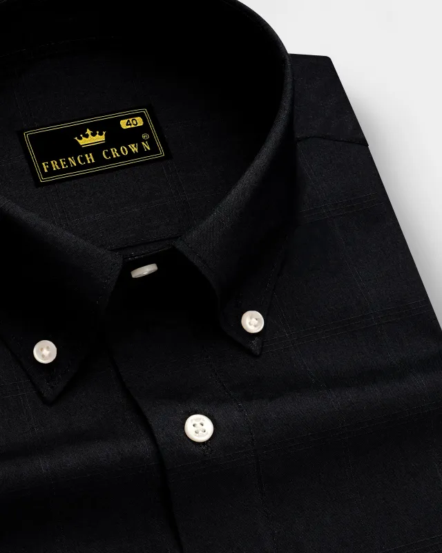 Jade Black Dobby Textured Premium Giza Cotton Shirt sold by French Crown