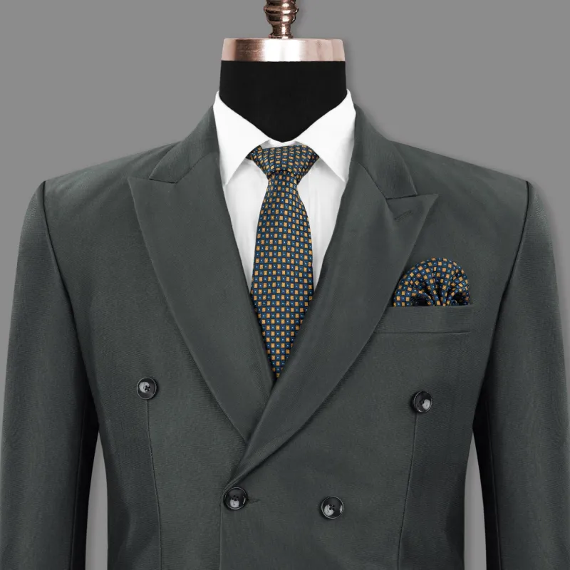 Greyish Green Premium Cotton Double Breasted Blazer sold by French Crown