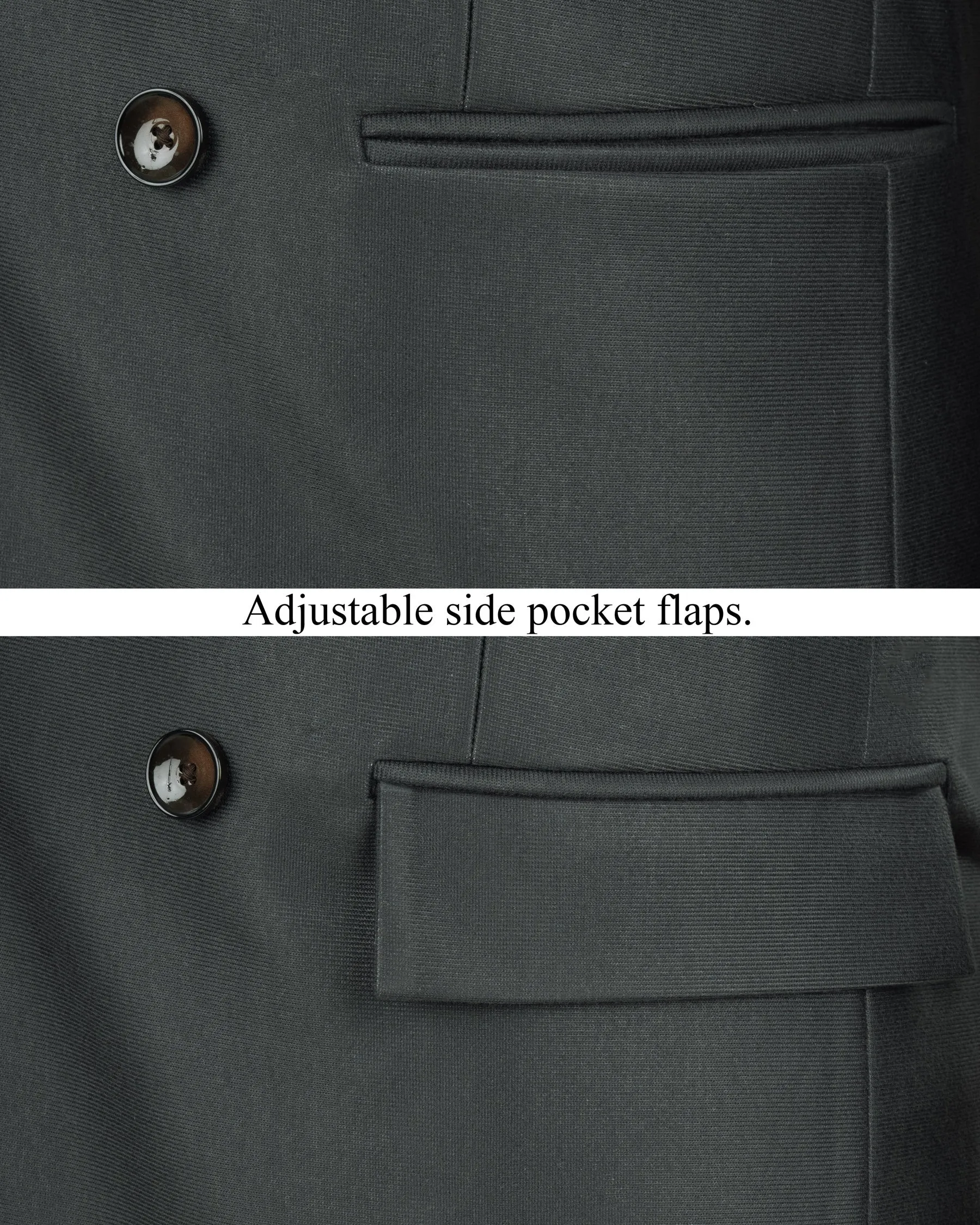 Greyish Green Premium Cotton Double Breasted Blazer sold by French Crown product image thumbnail 5