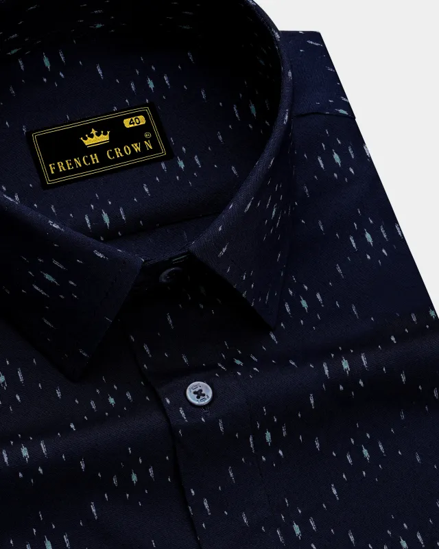 Ebony Blue Printed Premium Cotton Shirt sold by French Crown