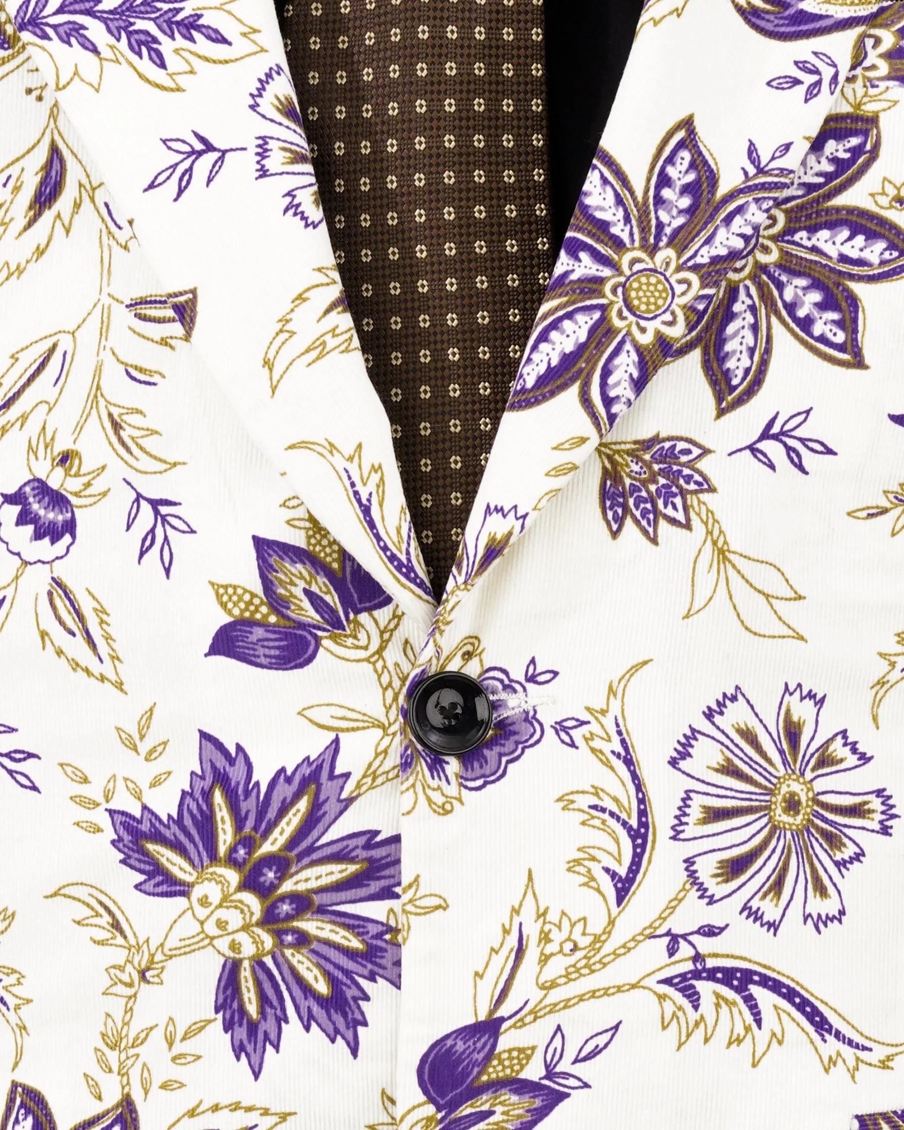 Desert Storm Cream with Eminence Blue Leaves Printed Premium Cotton Designer Blazer sold by French Crown product image thumbnail 4