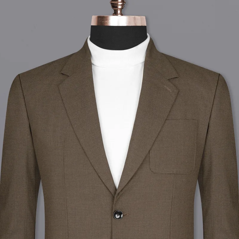 Coffee Brown Hounstooth Wool Rich Sports Blazer sold by French Crown
