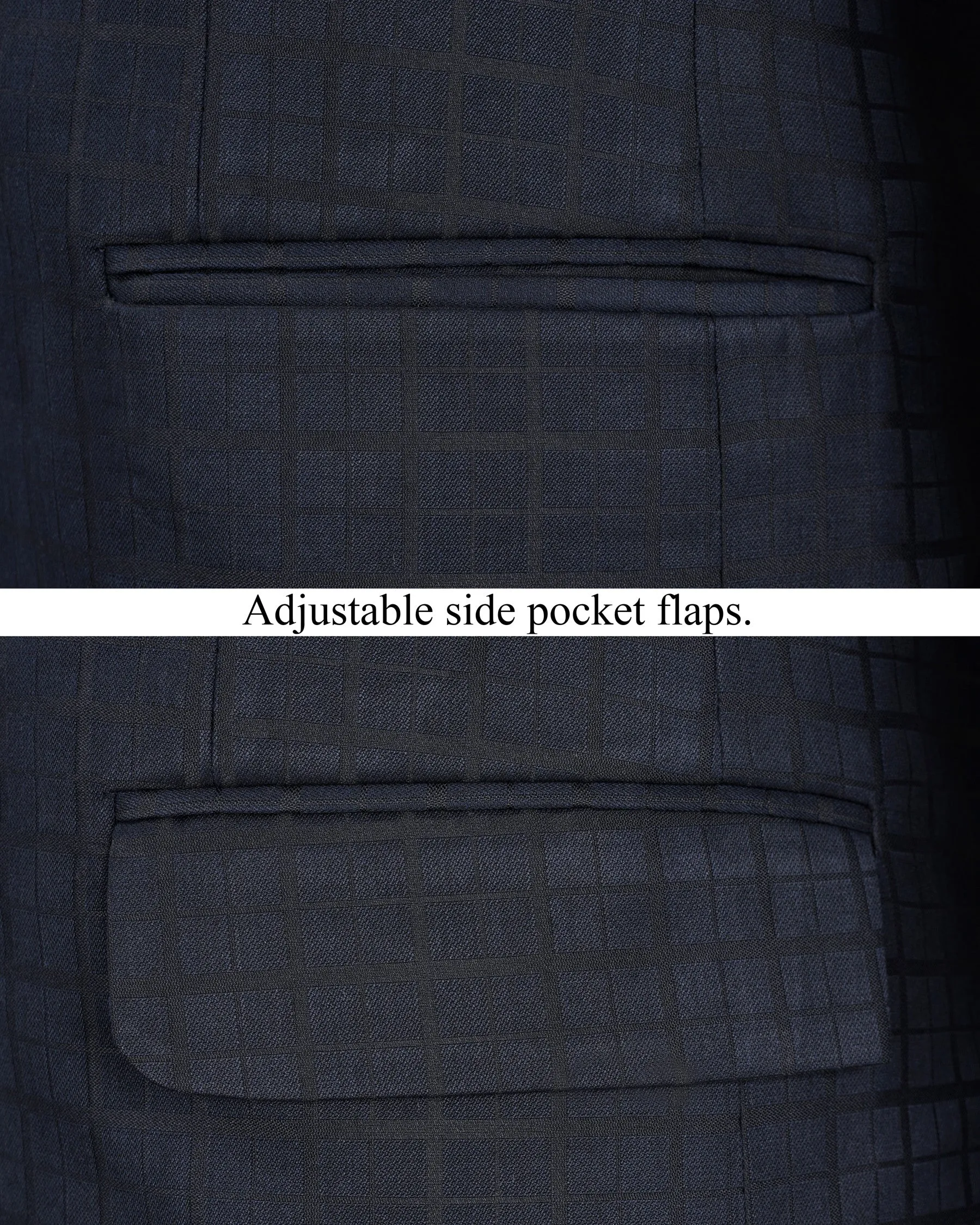 Bleached Cedar Blue subtle Plaid Single Breasted Blazer sold by French Crown product image thumbnail 5